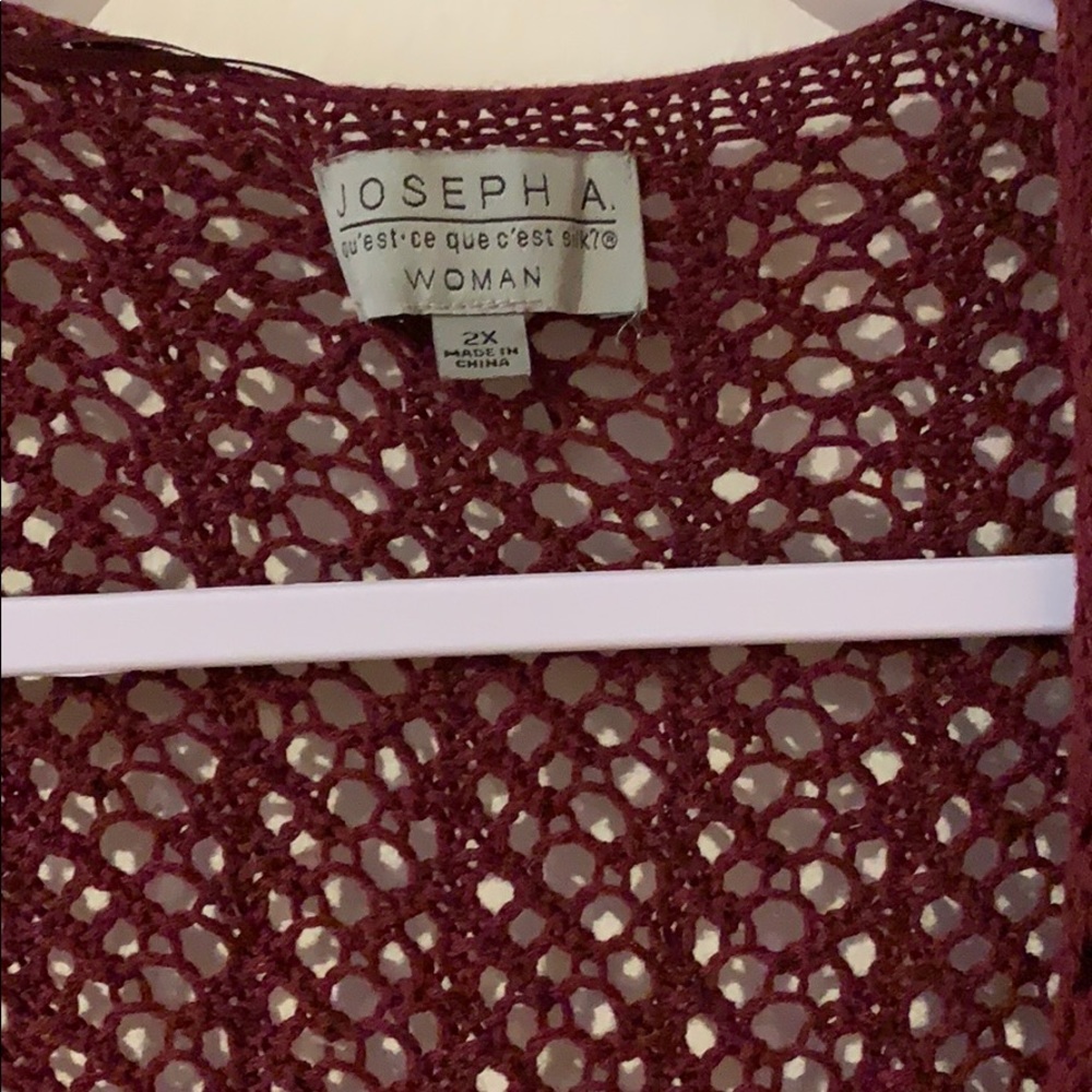 Maroon Macrame Style Open From Cardigan Size 2x - image 4